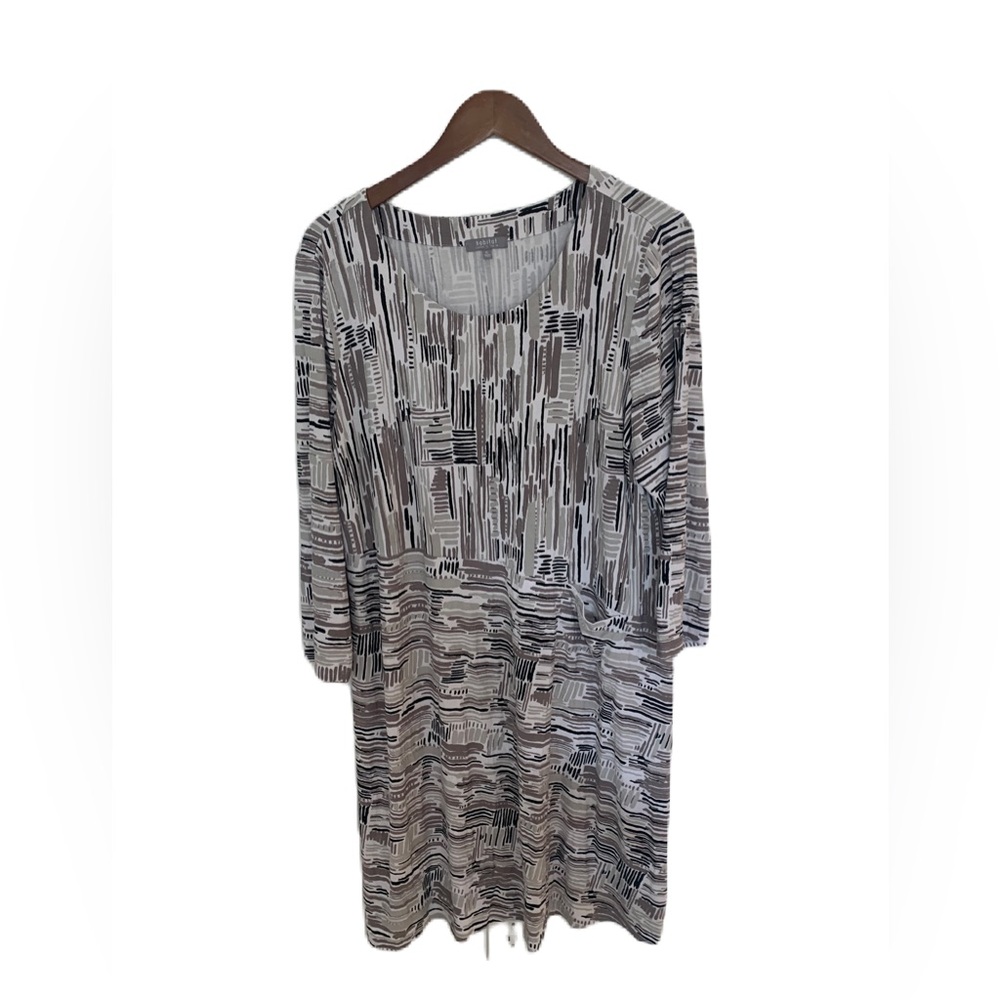 Habitat Dress Size XL Abstract Pattern Pockets Stretch Lagenlook Office Casual